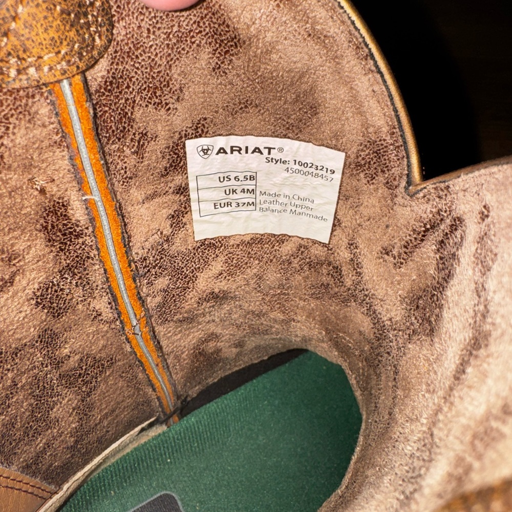 Ariat Brown Leather Western Heeled Boots with Red Stitching - Picture 5 of 5
